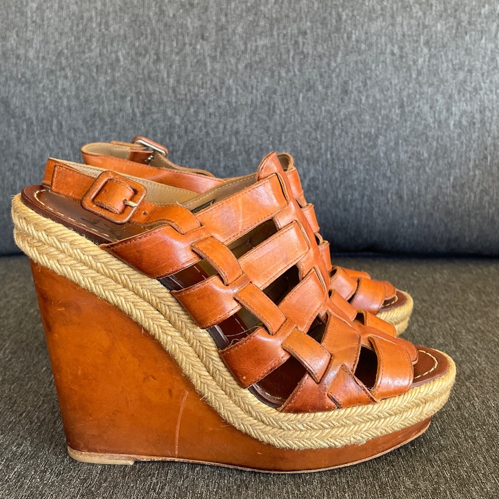 Christian Louboutin Barcelona wedges espadrilles sandals all leather EU 39 / 8 - Picture 7 of 14